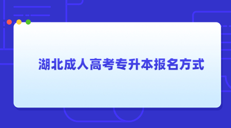 2022年湖北成人高考专升本报名方式